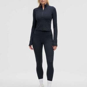 lululemon athletica Black Cropped Half-Zip Long Sleeve Top